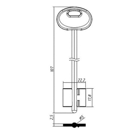 Заготовка ключа Меттэм-4 MET4DP 107-22,2-17,8 мм