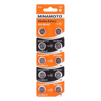 Батарейка AG12/186/386/LR43/V12GA/SR34 Minamoto