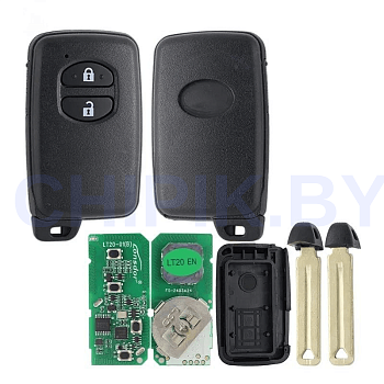 Пульт Lonsdor LT20-01 Toyota, чип 8A+4D, частота 312 МГц,314,35 МГц,315,12 МГц,433,92 МГц, 2 кнопки, чёрный