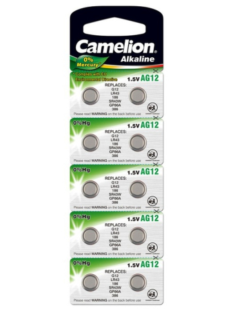 Батарейка AG12/186/386/LR43/V12GA/SR34 Camelion Батарейка AG12/186/386/LR43/V12GA/SR34 Camelion