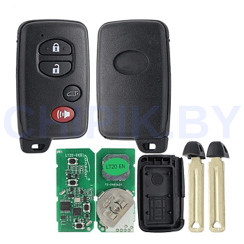 Пульт Lonsdor LT20-01 Toyota, чип 8A+4D, частота 312 МГц,314,35 МГц,315,12 МГц,433,92 МГц, 4 кнопки, паника, универсал, чёрный