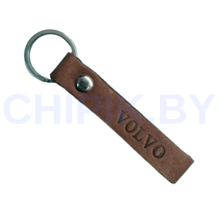 Брелок Вольво кожа Темно Коричневый