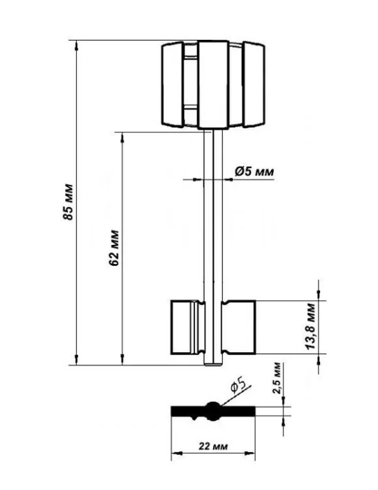 Заготовка ключа Бордер-3 BRD3DP 85-22-13.8 мм Заготовка ключа Бордер-3 BRD3DP 85-22-13.8 мм