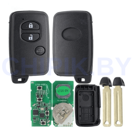 Пульт Lonsdor LT20-01 Toyota, чип 8A+4D, частота 312 МГц,314,35 МГц,315,12 МГц,433,92 МГц, 3 кнопки, универсал, чёрный