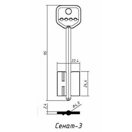 Заготовка ключа Сенат-3 95-22,4-24,4 мм