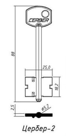 Заготовка ключа Цербер-2 CRE2D