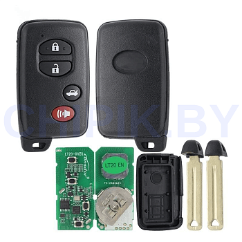 Пульт Lonsdor LT20-01 Toyota, чип 8A+4D, частота 312 МГц,314,35 МГц,315,12 МГц,433,92 МГц, 4 кнопки, паника седан, чёрный