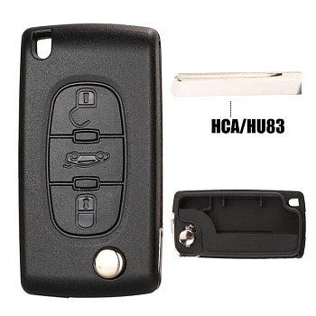Ключ Пежо 308, 407, 408, 5008, 508 выкидной HU83 батарейка на плате Ключ Пежо 308, 407, 408, 5008, 508 выкидной HU83 батарейка на плате
