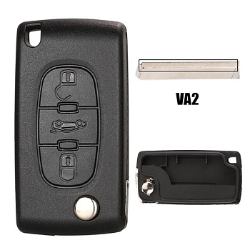 Ключ Пежо 308, 407, 408, 5008, 508 выкидной VA2 батарейка на плате Ключ Пежо 308, 407, 408, 5008, 508 выкидной VA2 батарейка на плате