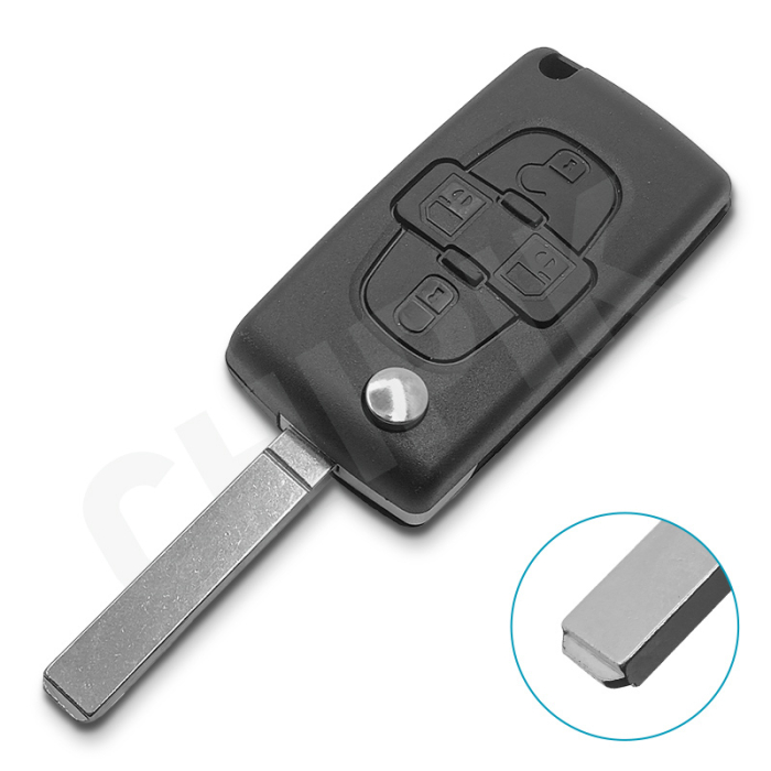 Ключ Пежо 807 выкидной HU83 батарейка на плате