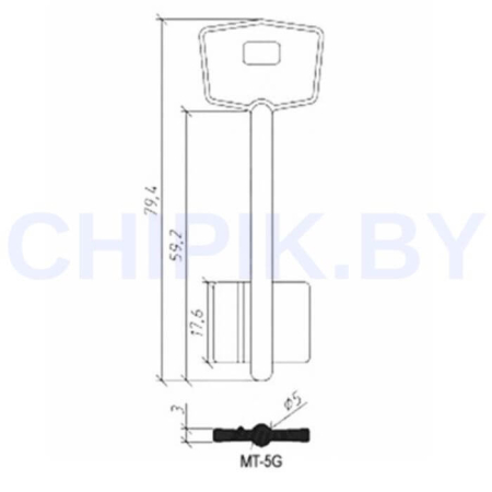 Заготовка ключа Моттура MOTTURA MTR-5G MTR-5D MT-5G 5MT7 2MO9R