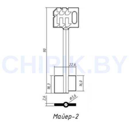Заготовка ключа Майер-2 MAUER MAE2D 90-22,6-18/16 мм
