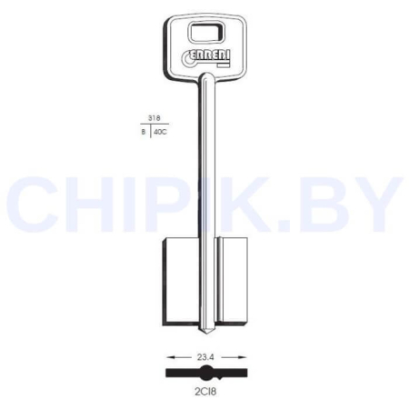 Заготовка ключа CI-5.PG 2CI8 5CS10 24*23.4 мм Европа Заготовка ключа CI-5.PG 2CI8 5CS10 24*23.4 мм Европа