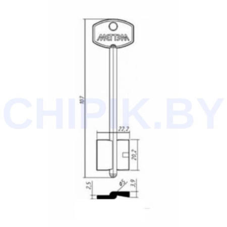 Заготовка ключа Меттэм-10 MET10DP 108-22,2-20,2 мм