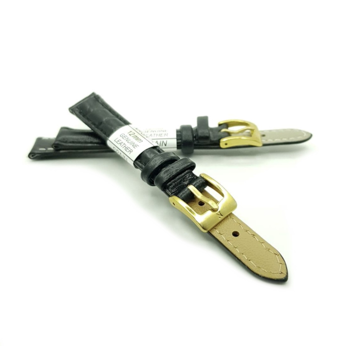 Ремешок искусственная кожа 12 мм, Черный