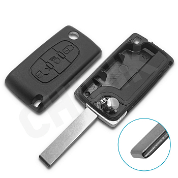 Ключ Ситроен С5, С6 выкидной корпус HU83 батарейка на плате