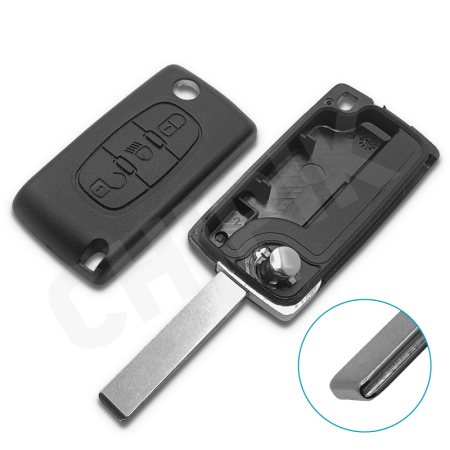 Ключ Ситроен С5, С6 выкидной корпус HU83 батарейка на плате