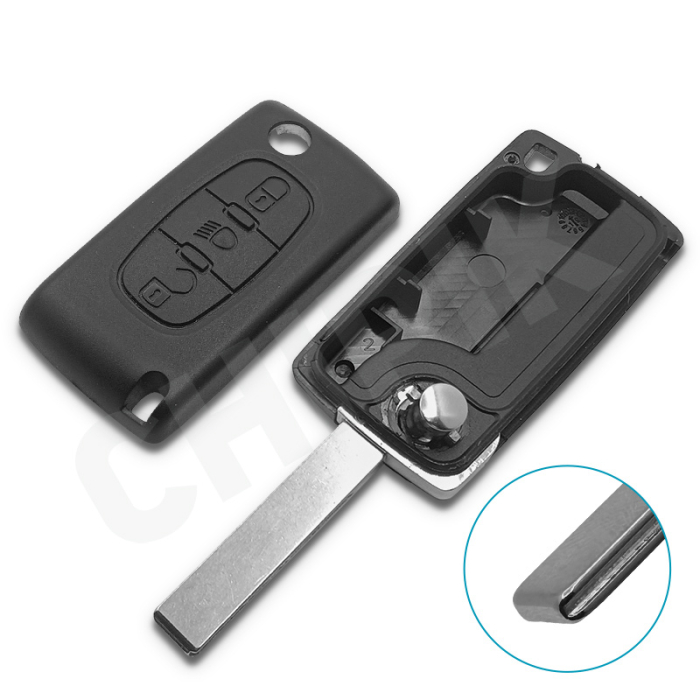 Ключ Ситроен С5, С6 выкидной корпус HU83 батарейка на плате