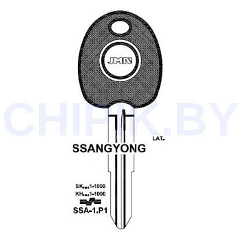 Заготовка авто ключа SSA-1.P1 SSY3TE T00SSA2P Европа под чип