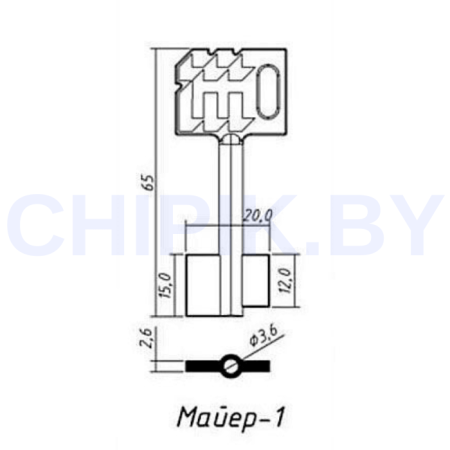 Заготовка ключа Майер-1 MAUER MAE1D 65-20-15/12 мм Заготовка ключа Майер-1 MAUER MAE1D 65-20-15/12 мм