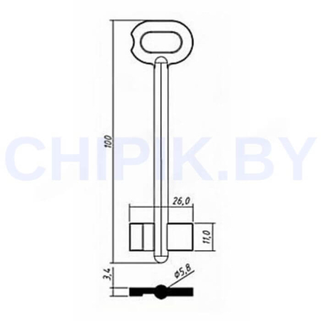 Заготовка ключа Могилев-2 MGL2D 100*26*11 мм