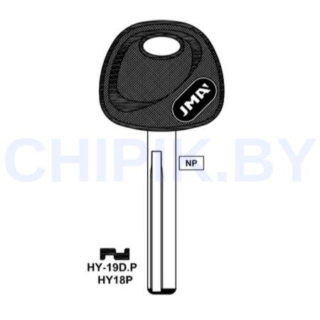 Заготовка авто ключа Киа, Хендай HY-19D.P1 HYN17BTE T00KIA8P Европа под чип