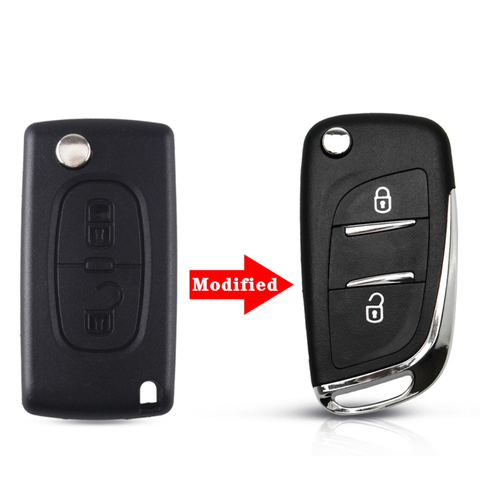 Ключ Пежо 207, 3008, 307, 308, 4007, 407 выкидной корпус под переделку HU83 Батарейка на плате