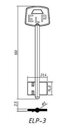 Заготовка ключа ELP-3 100-21,4-14 мм