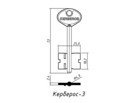 Заготовка ключа КЕРБЕРОС-3 KER3D CER-4G 5KRB1 2KRB4