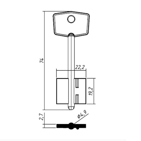 Заготовка ключа Герион мини-2 74-22,2-19,2 мм