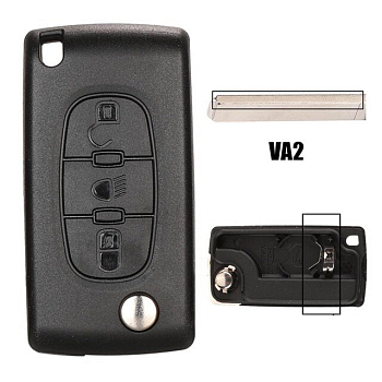 Ключ Ситроен Джампер, С3 Пикассо выкидной VA2, батарейка на корпусе