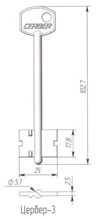 Заготовка ключа Цербер-3 CRE3D