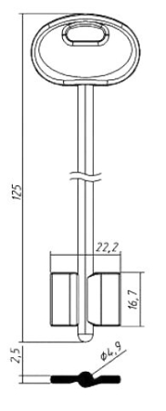 Заготовка ключа Меттэм-16 MET16DP 125-22,2-16,7 мм Заготовка ключа Меттэм-16 MET16DP 125-22,2-16,7 мм